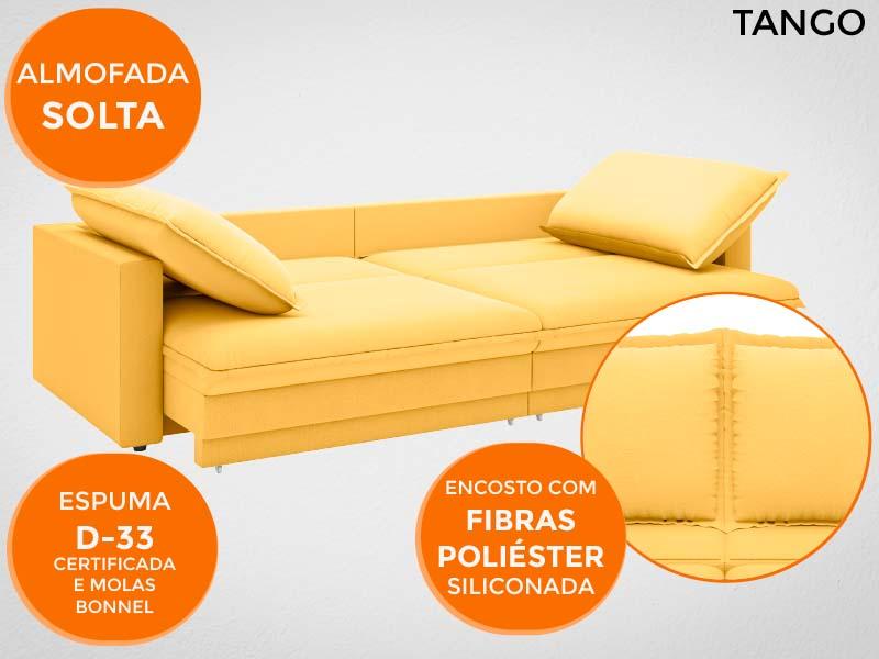 Sofá Tango 1,80m sem caixa, Retrátil e Reclinável Velosuede Canario - NETSOFAS