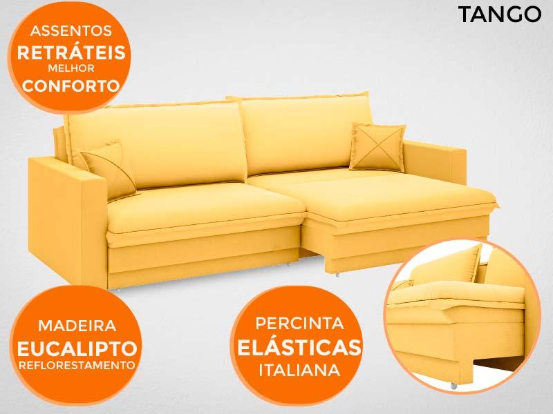 Sofá Tango 1,80m sem caixa, Retrátil e Reclinável Velosuede Canario - NETSOFAS