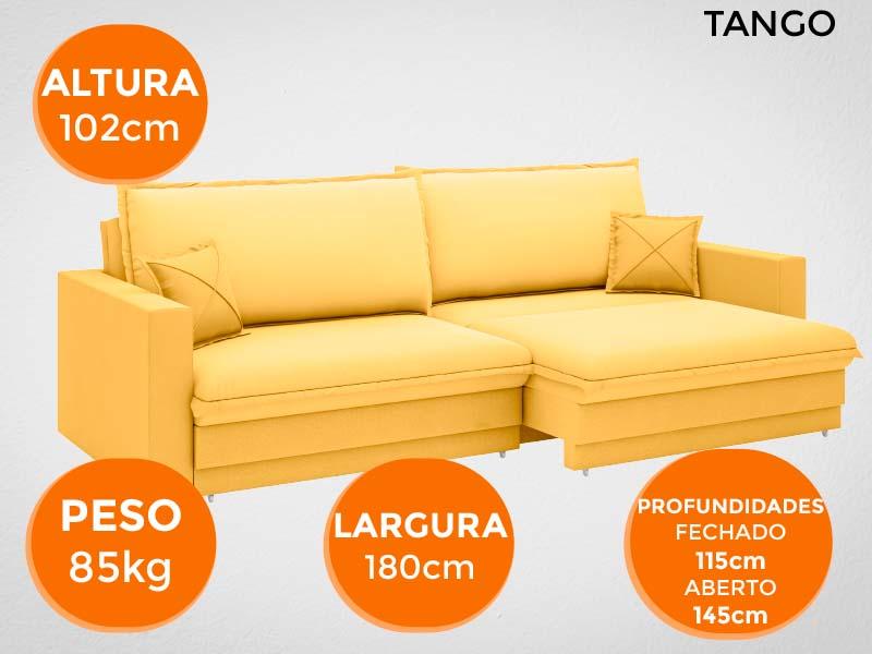 Sofá Tango 1,80m sem caixa, Retrátil e Reclinável Velosuede Canario - NETSOFAS