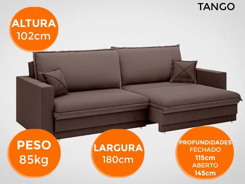 Sofá Tango 1,80m sem caixa, Retrátil e Reclinável Velosuede Chocolate - NETSOFAS