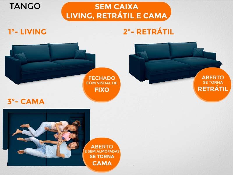 Sofá Tango 1,80m sem caixa, Retrátil e Reclinável Velosuede Petroleo - NETSOFAS