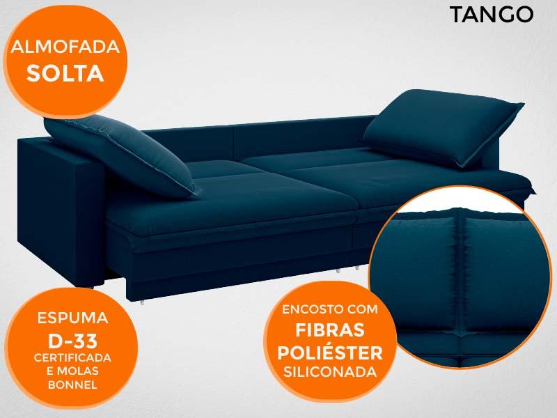 Sofá Tango 1,80m sem caixa, Retrátil e Reclinável Velosuede Petroleo - NETSOFAS