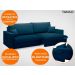 Sofá Tango 1,80m sem caixa, Retrátil e Reclinável Velosuede Petroleo - NETSOFAS