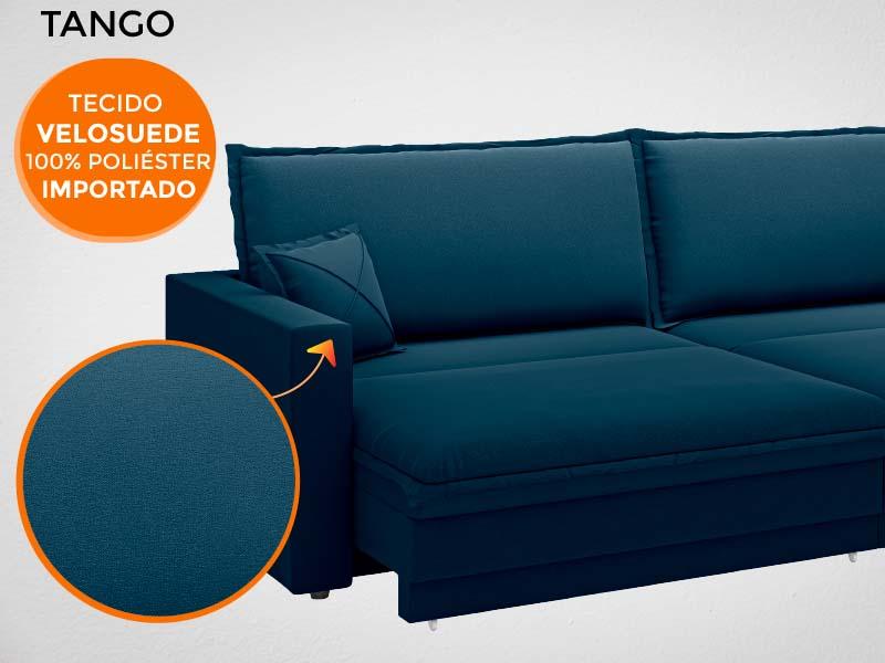 Sofá Tango 1,80m sem caixa, Retrátil e Reclinável Velosuede Petroleo - NETSOFAS