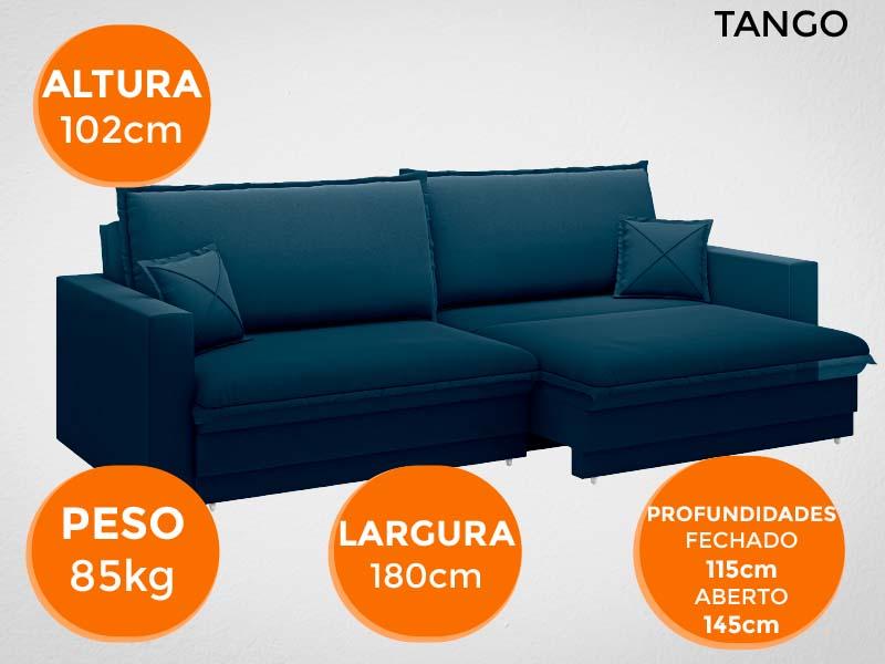 Sofá Tango 1,80m sem caixa, Retrátil e Reclinável Velosuede Petroleo - NETSOFAS