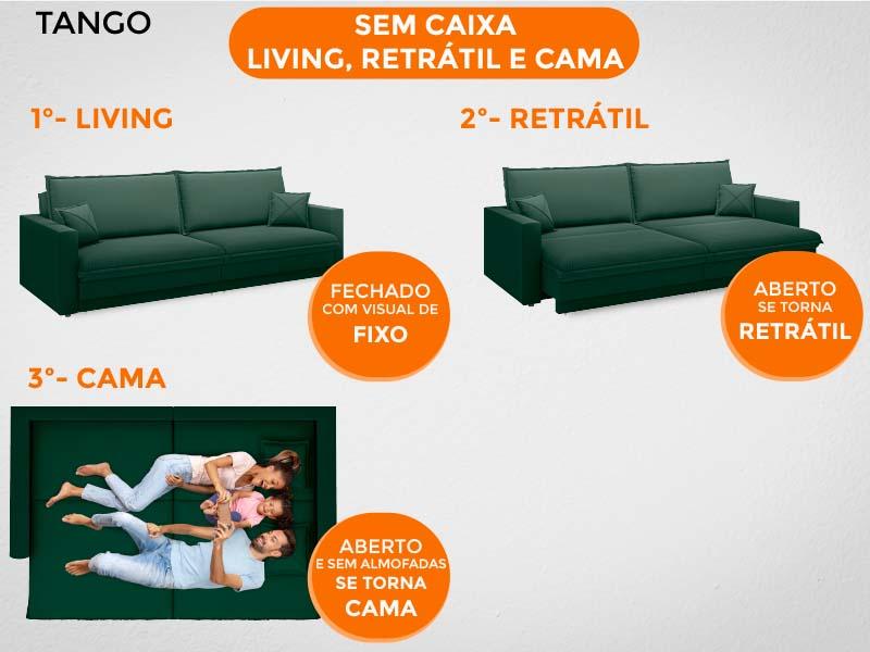 Sofá Tango 1,80m sem caixa, Retrátil e Reclinável Velosuede Verde - NETSOFAS