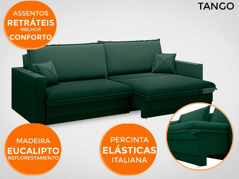 Sofá Tango 1,80m sem caixa, Retrátil e Reclinável Velosuede Verde - NETSOFAS