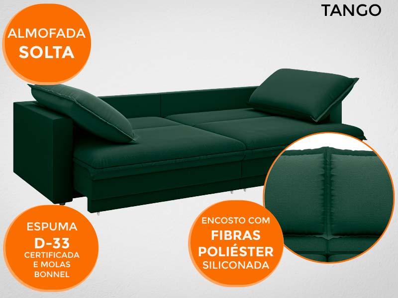 Sofá Tango 1,80m sem caixa, Retrátil e Reclinável Velosuede Verde - NETSOFAS