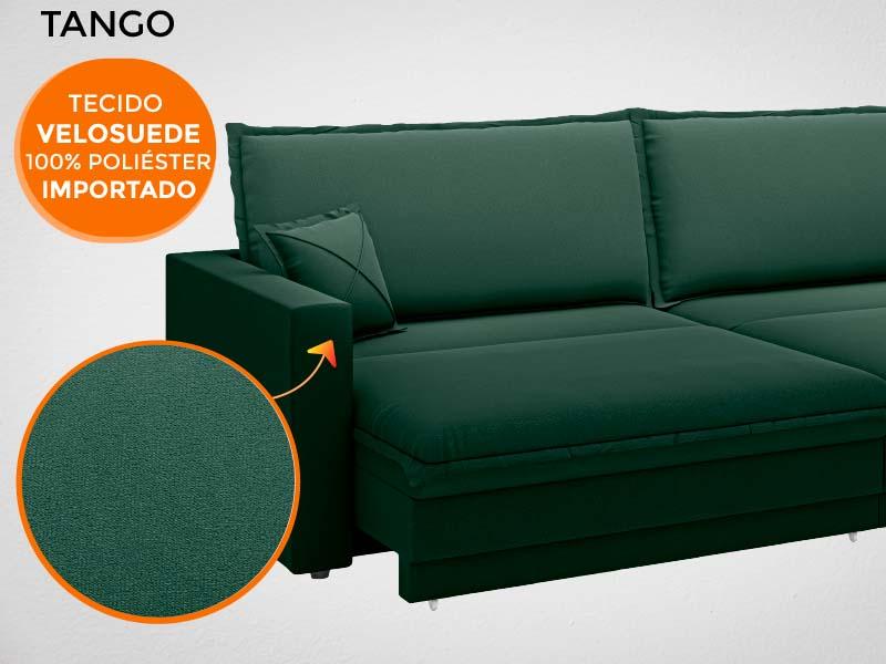 Sofá Tango 1,80m sem caixa, Retrátil e Reclinável Velosuede Verde - NETSOFAS