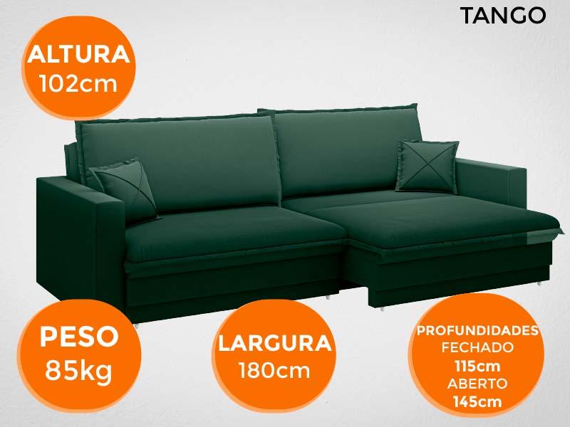 Sofá Tango 1,80m sem caixa, Retrátil e Reclinável Velosuede Verde - NETSOFAS