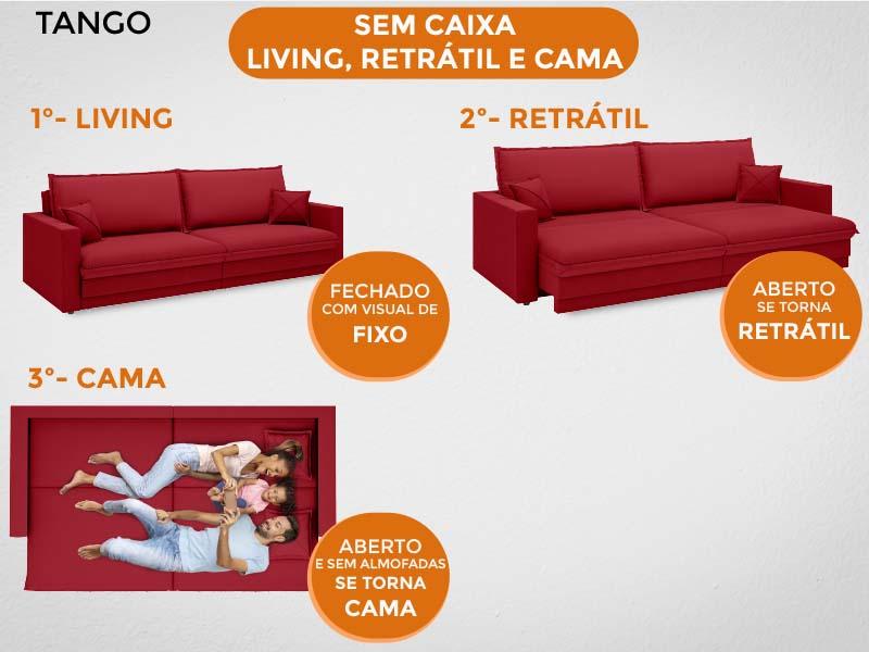 Sofá Tango 1,80m sem caixa, Retrátil e Reclinável Velosuede Vermelho - NETSOFAS