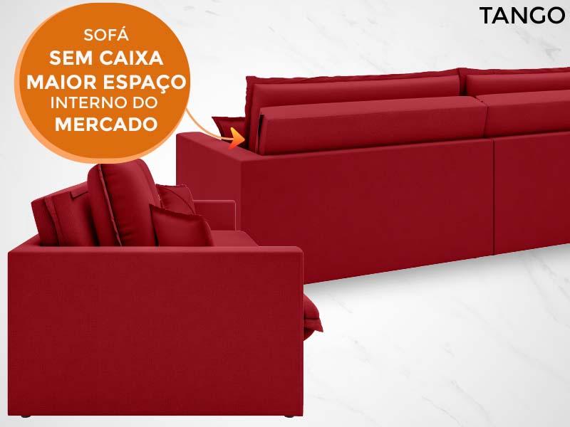 Sofá Tango 1,80m sem caixa, Retrátil e Reclinável Velosuede Vermelho - NETSOFAS
