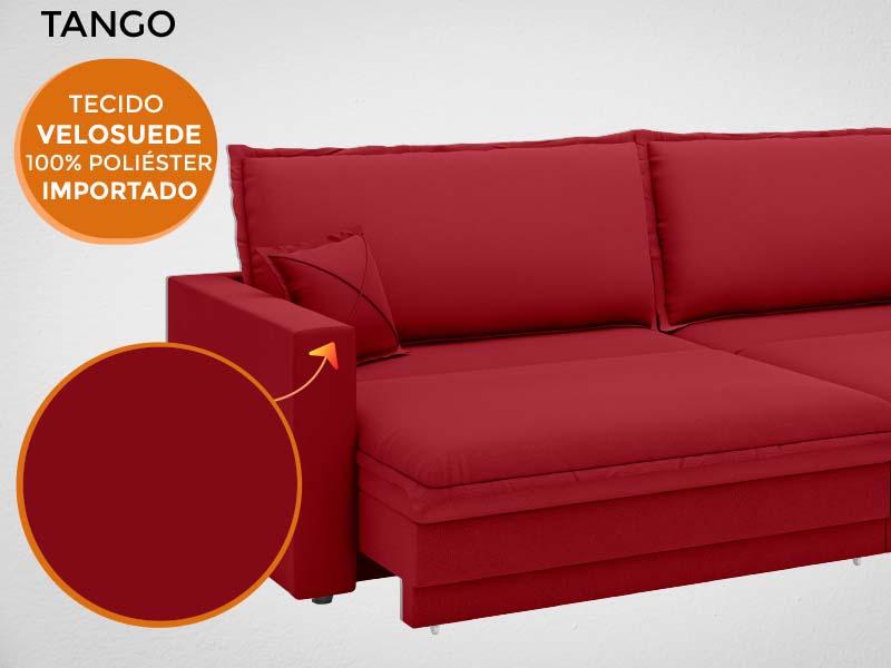 Sofá Tango 1,80m sem caixa, Retrátil e Reclinável Velosuede Vermelho - NETSOFAS
