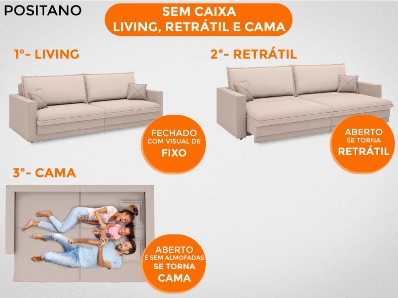 Sofá Tango 2,00m sem caixa, Retrátil e Reclinável Velosuede Bege - NETSOFAS