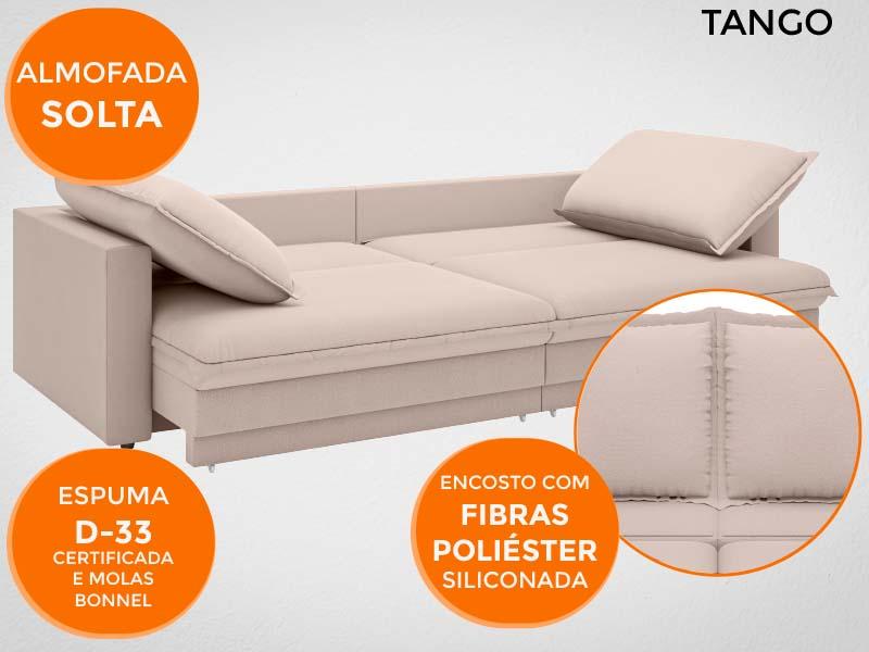 Sofá Tango 2,00m sem caixa, Retrátil e Reclinável Velosuede Bege - NETSOFAS
