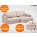 Sofá Tango 2,00m sem caixa, Retrátil e Reclinável Velosuede Bege - NETSOFAS