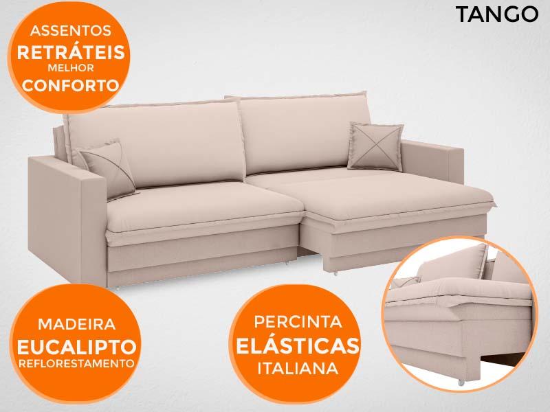 Sofá Tango 2,00m sem caixa, Retrátil e Reclinável Velosuede Bege - NETSOFAS