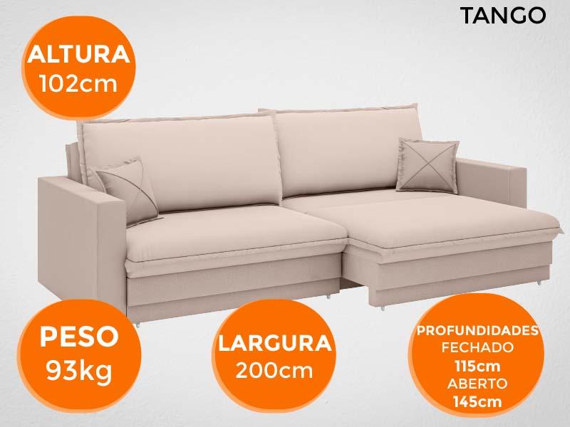 Sofá Tango 2,00m sem caixa, Retrátil e Reclinável Velosuede Bege - NETSOFAS