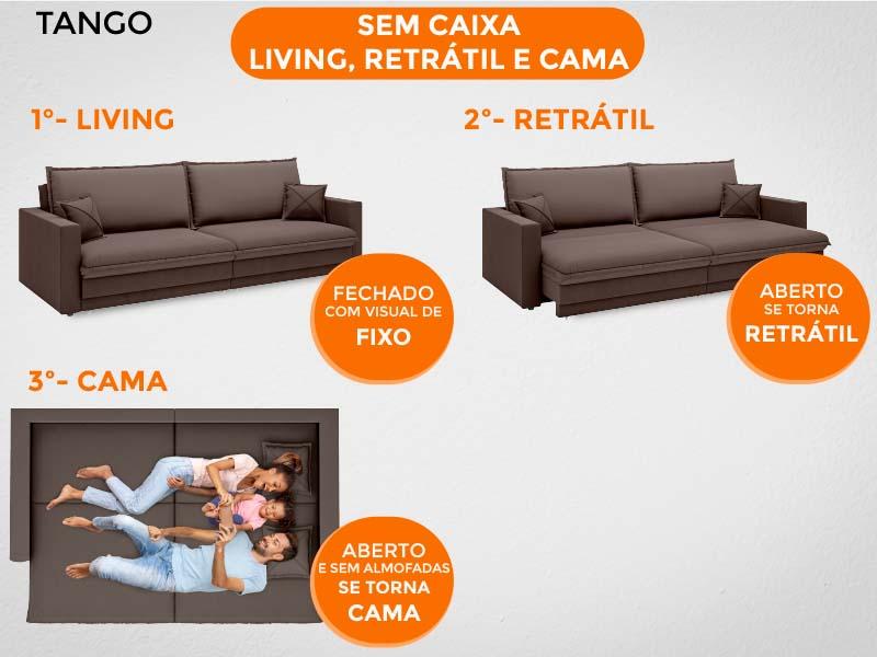Sofá Tango 2,00m sem caixa, Retrátil e Reclinável Velosuede Chocolate - NETSOFAS