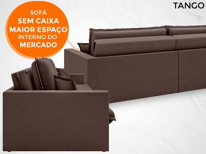 Sofá Tango 2,00m sem caixa, Retrátil e Reclinável Velosuede Chocolate - NETSOFAS