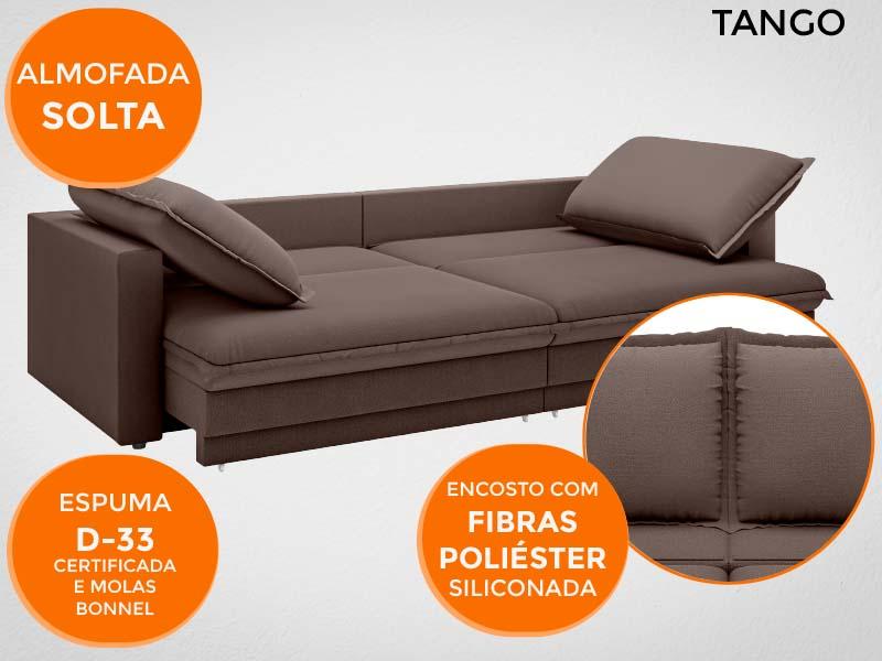 Sofá Tango 2,00m sem caixa, Retrátil e Reclinável Velosuede Chocolate - NETSOFAS