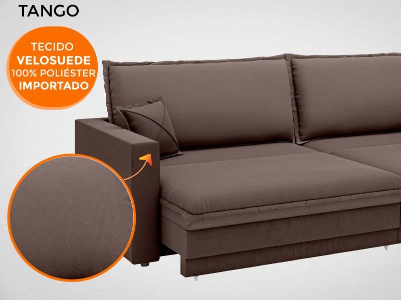 Sofá Tango 2,00m sem caixa, Retrátil e Reclinável Velosuede Chocolate - NETSOFAS