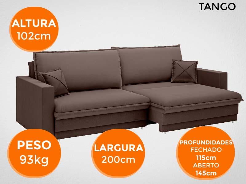 Sofá Tango 2,00m sem caixa, Retrátil e Reclinável Velosuede Chocolate - NETSOFAS