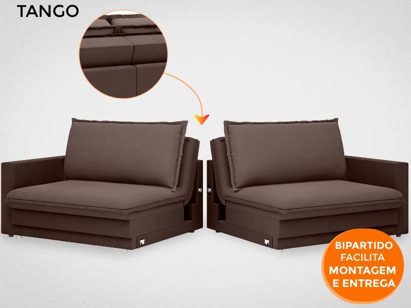 Sofá Tango 2,00m sem caixa, Retrátil e Reclinável Velosuede Chocolate - NETSOFAS