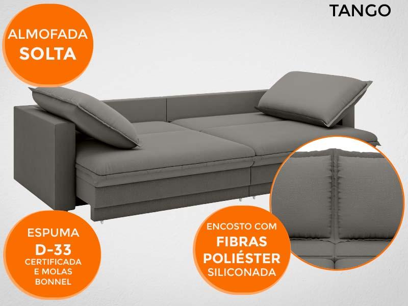 Sofá Tango 2,00m sem caixa, Retrátil e Reclinável Velosuede Cinza - NETSOFAS