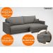 Sofá Tango 2,00m sem caixa, Retrátil e Reclinável Velosuede Cinza - NETSOFAS