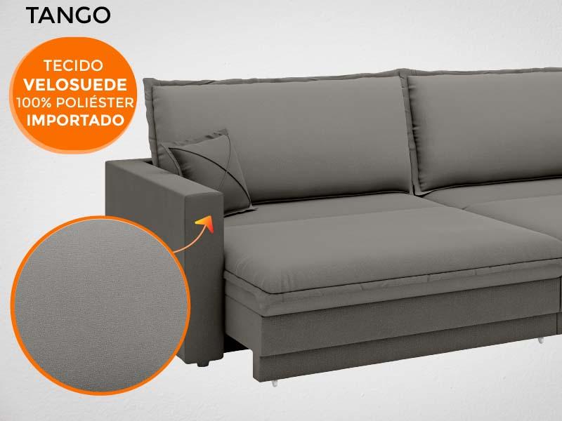 Sofá Tango 2,00m sem caixa, Retrátil e Reclinável Velosuede Cinza - NETSOFAS