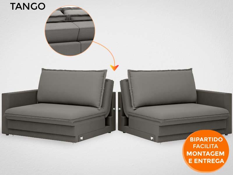 Sofá Tango 2,00m sem caixa, Retrátil e Reclinável Velosuede Cinza - NETSOFAS
