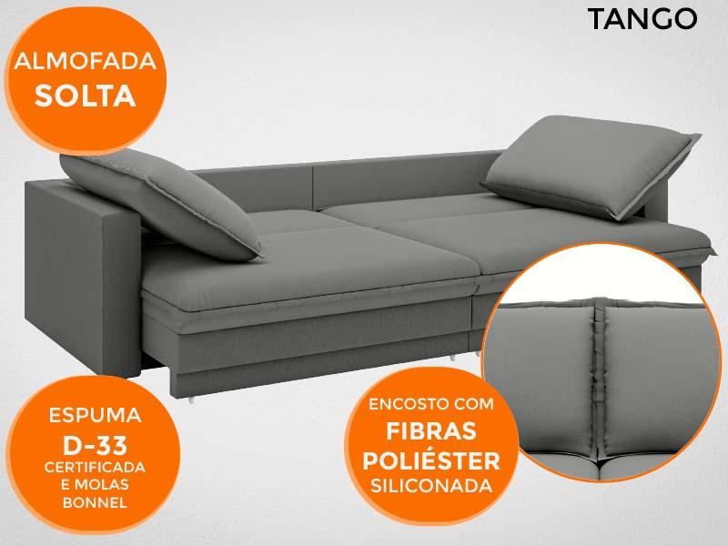 Sofá Tango 2,00m sem caixa, Retrátil e Reclinável Velosuede Grafite - NETSOFAS
