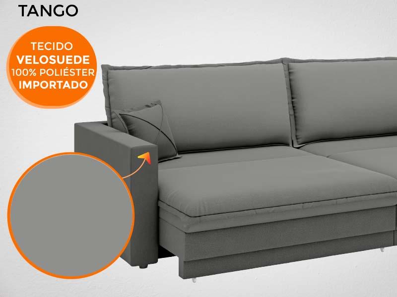 Sofá Tango 2,00m sem caixa, Retrátil e Reclinável Velosuede Grafite - NETSOFAS