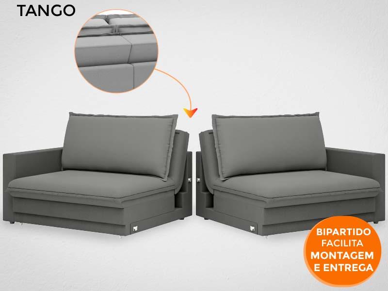 Sofá Tango 2,00m sem caixa, Retrátil e Reclinável Velosuede Grafite - NETSOFAS