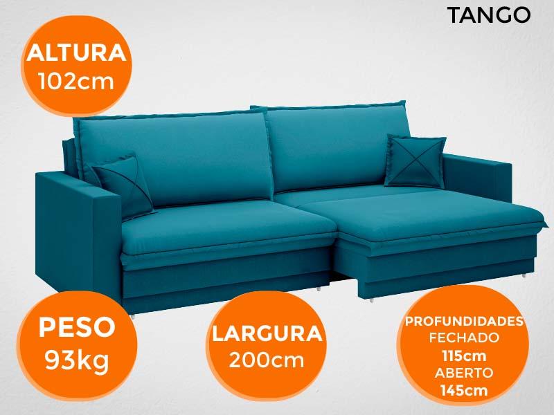 Sofá Tango 2,00m sem caixa, Retrátil e Reclinável Velosuede Royal - NETSOFAS