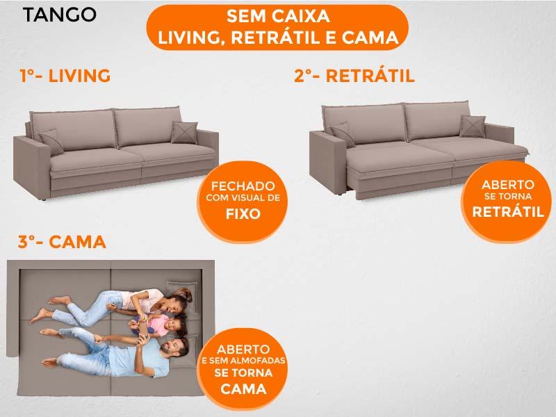 Sofá Tango 2,20m sem caixa, Retrátil e Reclinável Velosuede Marrom - NETSOFAS