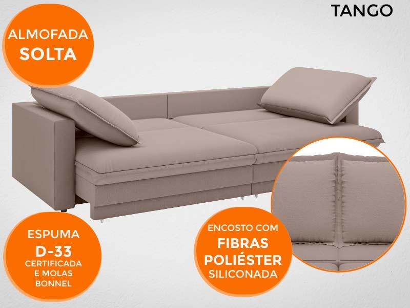 Sofá Tango 2,20m sem caixa, Retrátil e Reclinável Velosuede Marrom - NETSOFAS