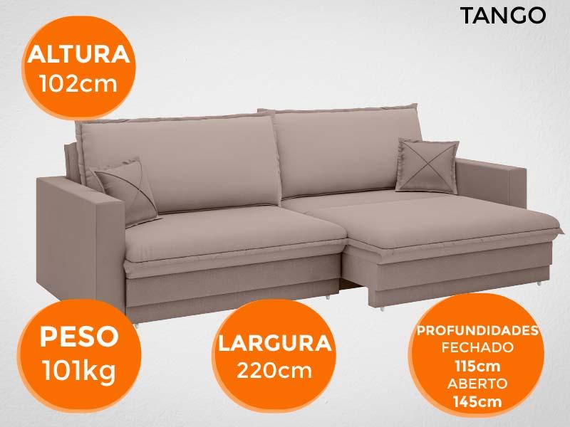 Sofá Tango 2,20m sem caixa, Retrátil e Reclinável Velosuede Marrom - NETSOFAS