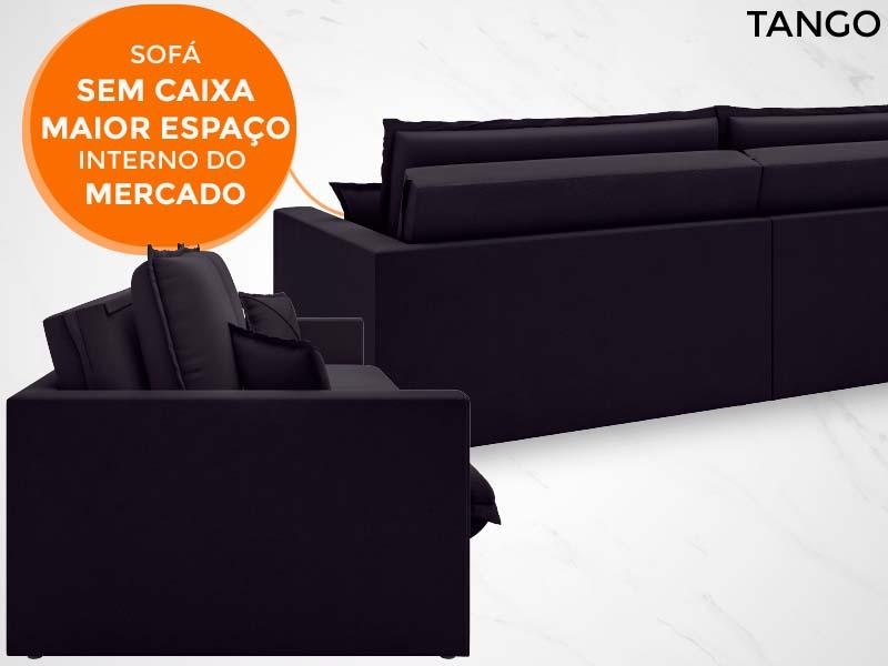 Sofá Tango 2,20m sem caixa, Retrátil e Reclinável Velosuede Preto - NETSOFAS