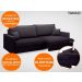 Sofá Tango 2,20m sem caixa, Retrátil e Reclinável Velosuede Preto - NETSOFAS