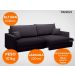 Sofá Tango 2,20m sem caixa, Retrátil e Reclinável Velosuede Preto - NETSOFAS