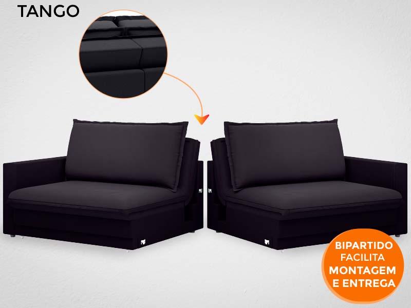Sofá Tango 2,20m sem caixa, Retrátil e Reclinável Velosuede Preto - NETSOFAS