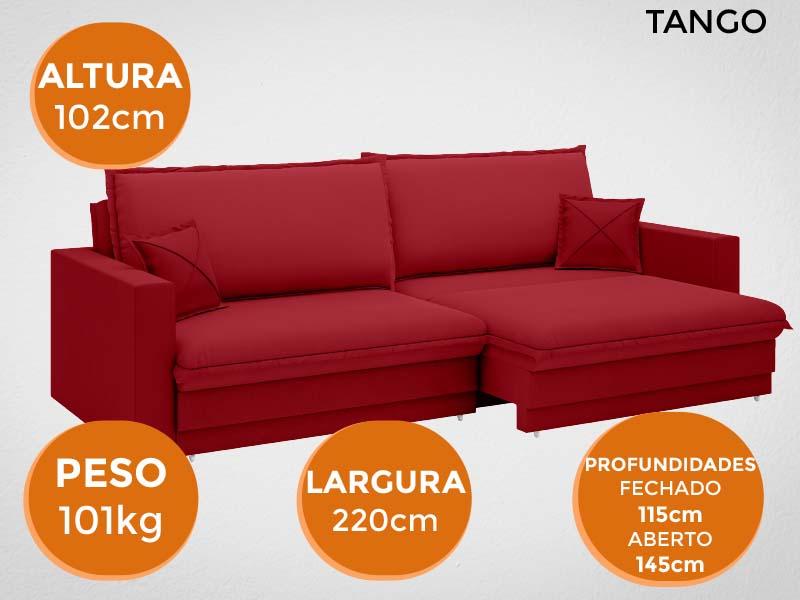 Sofá Tango 2,20m sem caixa, Retrátil e Reclinável Velosuede Vermelho - NETSOFAS