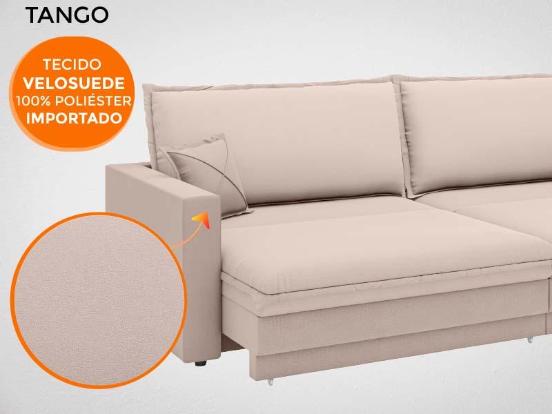 Sofá Tango 2,40m sem caixa, Retrátil e Reclinável Velosuede Bege - NETSOFAS