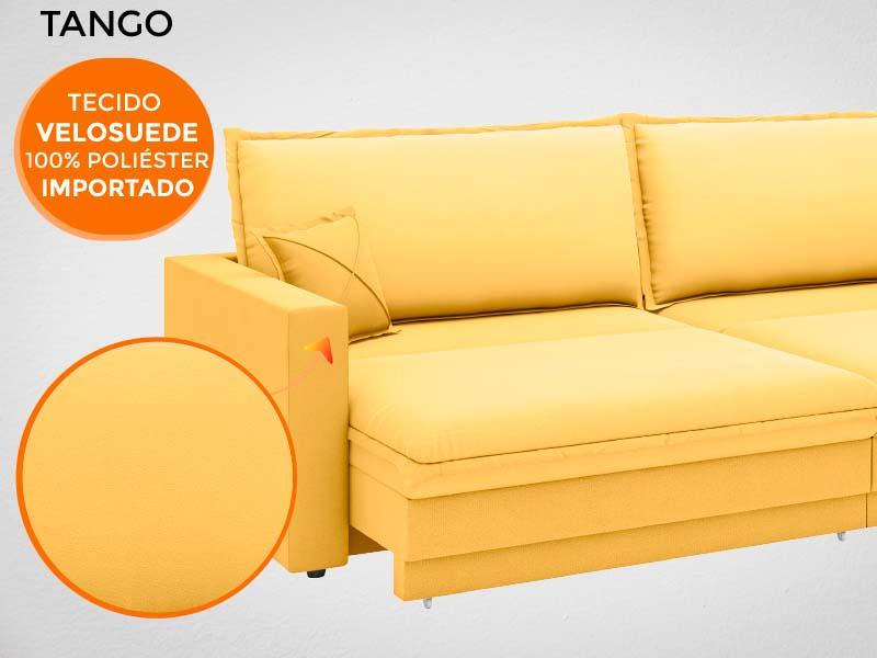 Sofá Tango 2,40m sem caixa, Retrátil e Reclinável Velosuede Canario - NETSOFAS