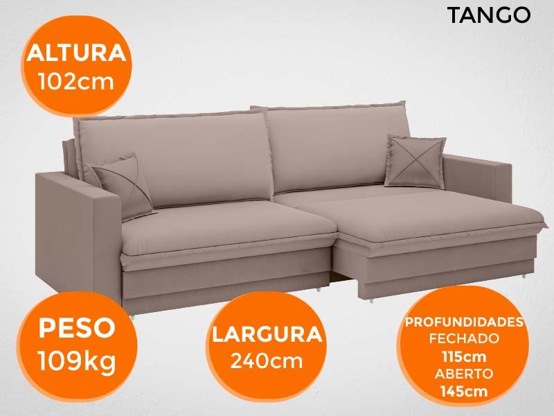 Sofá Tango 2,40m sem caixa, Retrátil e Reclinável Velosuede Marrom - NETSOFAS