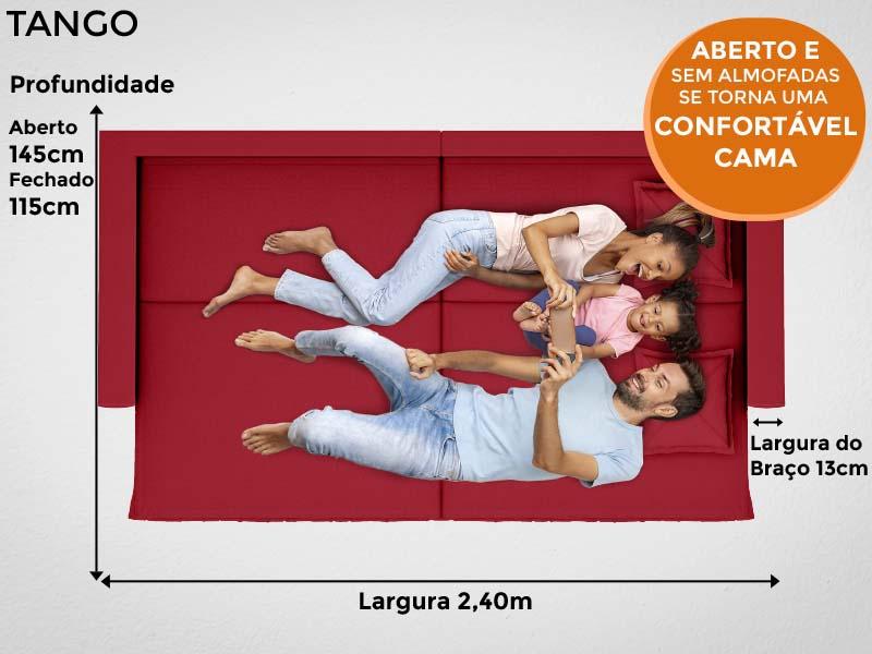Sofá Tango 2,40m sem caixa, Retrátil e Reclinável Velosuede Vermelho - NETSOFAS