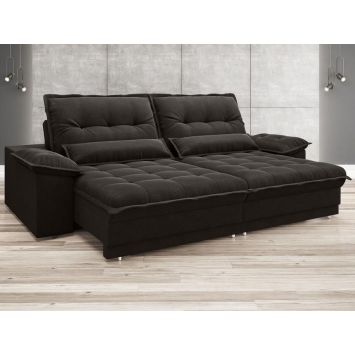 Sofa Bergamo 2,50m Assento Retratil e Reclinavel Velosuede