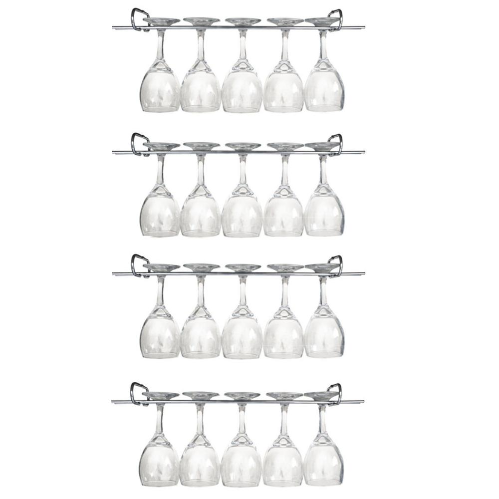 4 Suportes Para Taças Cromado Decoração Bar Vinho 25 Cm